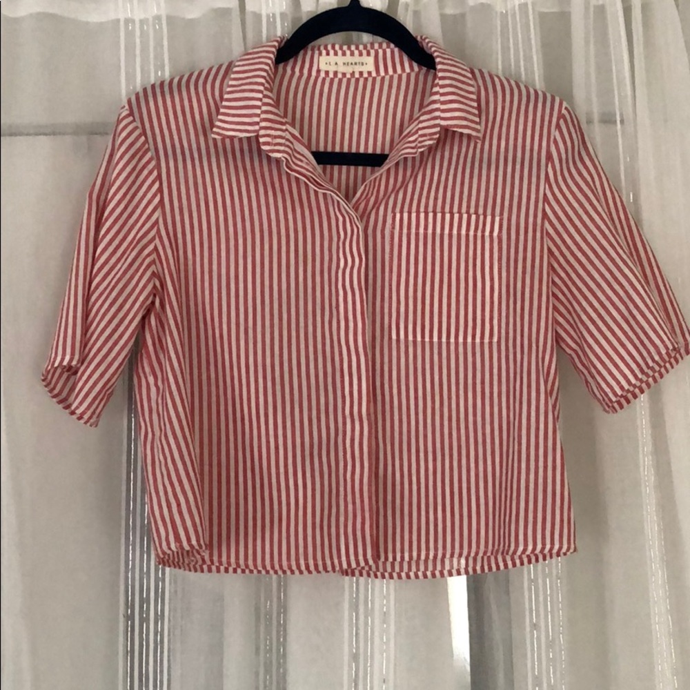 Cropped Striped button up shirt